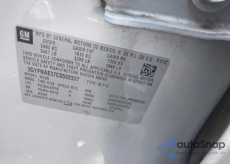 2012 Cadillac Srx Luxury Collection z USA, uszkodzony, nr VIN 3GYFNAE37CS568337